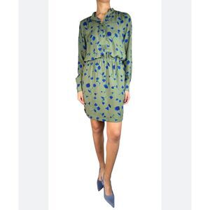 Banana Republic Floral French Shirtdress, Olive Green, Size XXS
